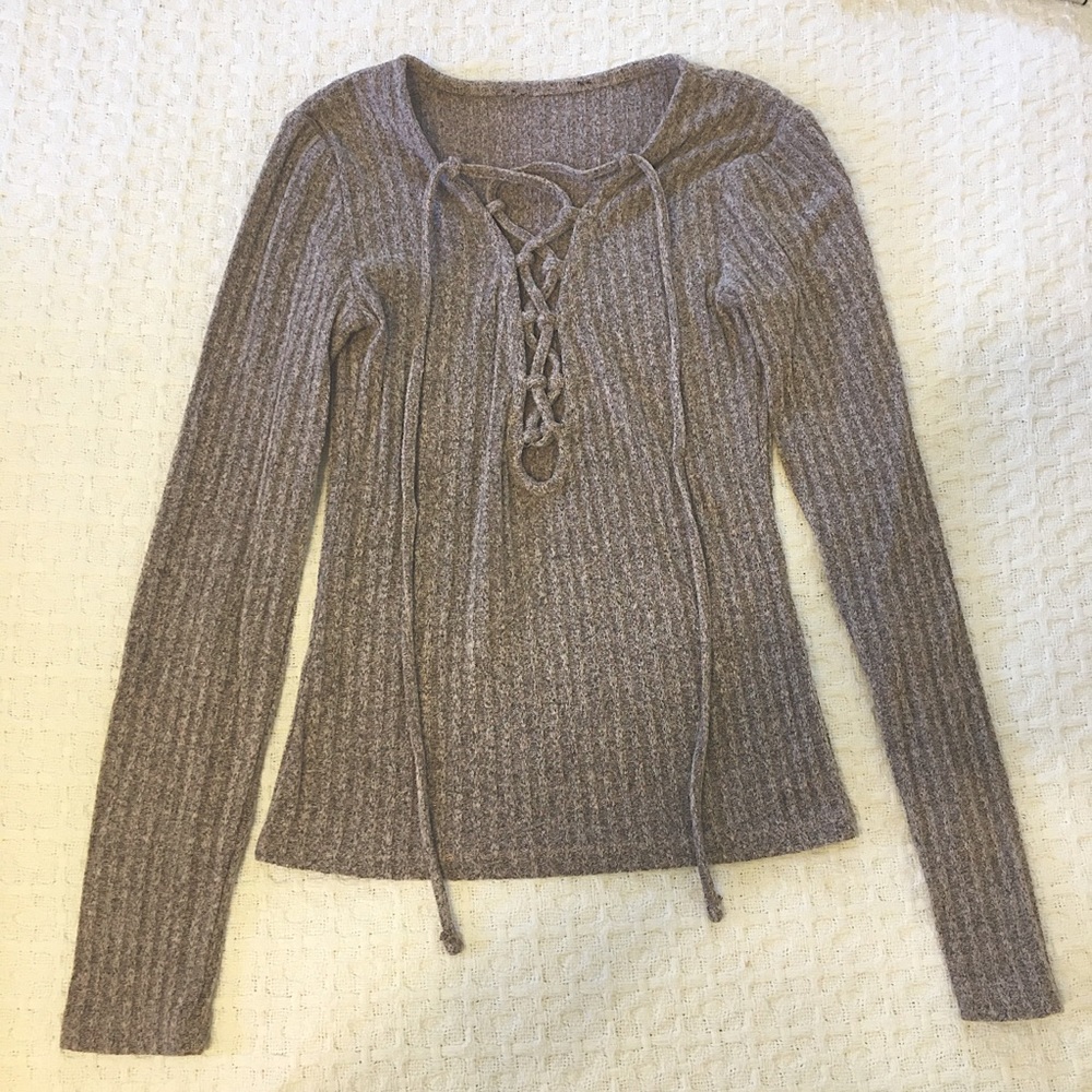 Lace up front top